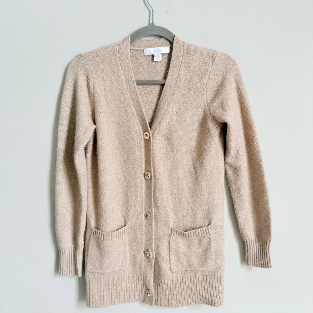 Lilly Pulitzer Tan Glittery Sequin Cardigan Sweater V-Neck Tan Gold XS